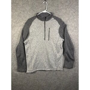 Woolrich Mens Gray Two Tone Quarter Zip Sweater Fleece Pullover HMQ00385 Large